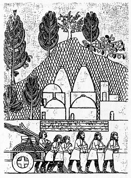 6. Изображение купольных построек в Ассирии. VIII-VII вв. до н.э.