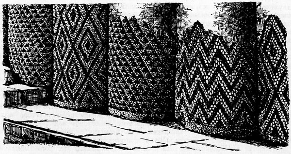 8. Керамическая облицовка гофрированной поверхности стен в Шумере. Около 3000 л. до н.э.