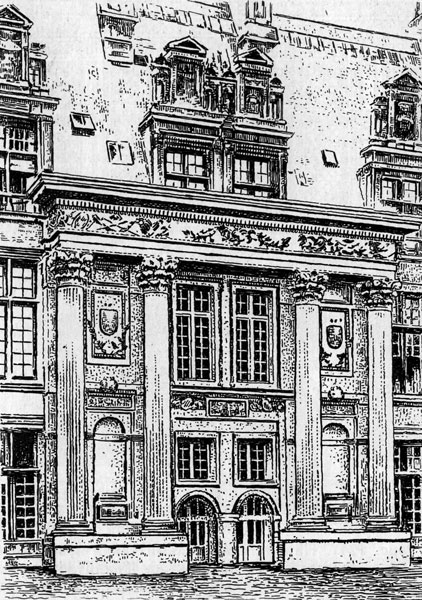 124. Загородный дворец в Экуане, Франция. Середина XVI в. Арх. Ж. Бюллан. Фрагмент фасада