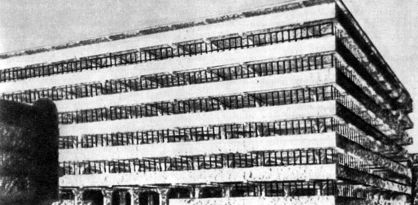210. Проект здания с железобетонным каркасом. 1922 г. Арх. Л. Мис ван дер Роэ