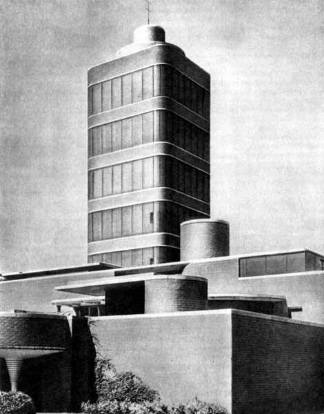 227. Здание лаборатории в г. Рейсин, США. 1949-1950 гг. Арх. Ф. Л. Райт