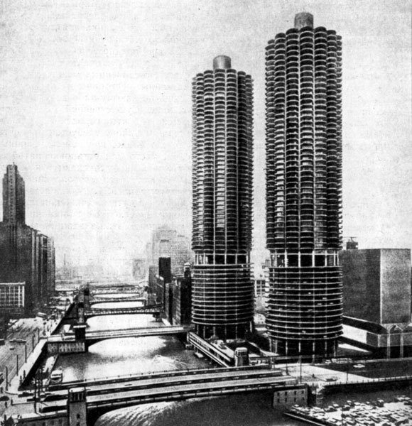 233. Жилой комплекс Марина-Сити в Чикаго. 1964 г. Арх. Б. Гольдберг