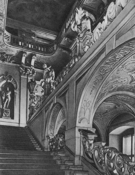 129. Парадная лестница дворца в стиле барокко. Вена, 1713-1716 гг. Арх. И. Гильдебрандт