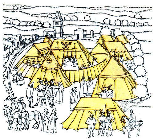 Палаточный военный город. Бивуак Карла V в Германии в окрестностях Лауингена. 1546 г.