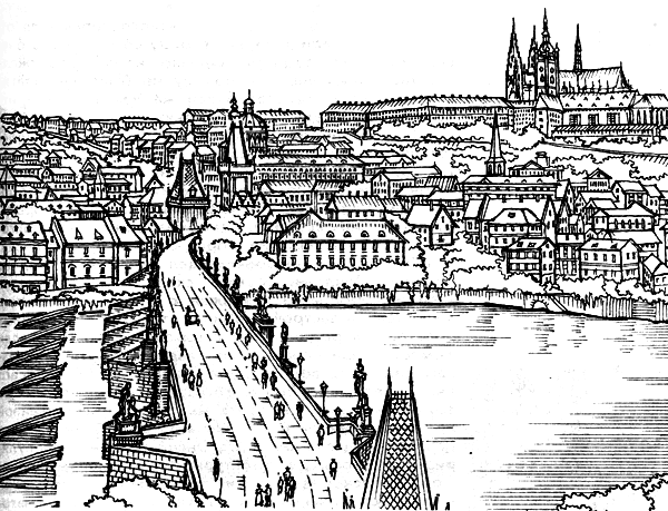 Прага. Вид на Пражский град со стороны Карлова моста 