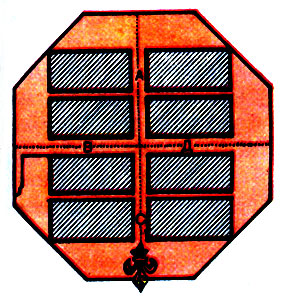 Идея объединения восьмиугольного города Витрувия с квадратным планом античного города