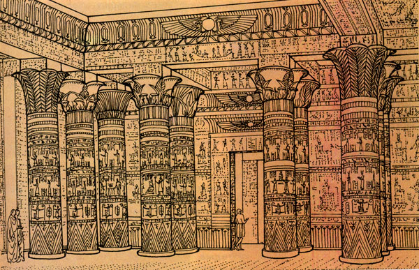 Интерьер храма Изиды в Филэ. Египет