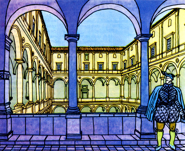 Вид на внутренний двор палаццо эпохи Возрождения