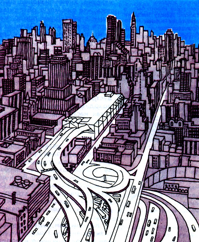  В крупном современном городе жилая застройка непосредственно соседствует с транспортными артериями. Центральный автовокзал в Нью-Йорке