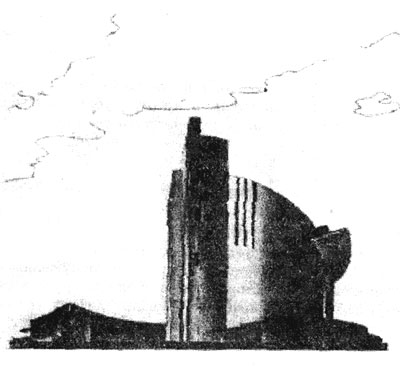 Динамика в архитектуре. Проект крематория. Арх. Я. К. Чернихов, 1930 г.
