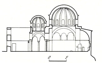 Сига. Церковь Архангелов, VIII в. Продольный срез