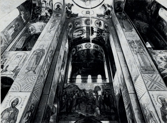 Новгород. Георгиевский собор Юрьева монастыря, 1119 г. Интерьер, вид на запад