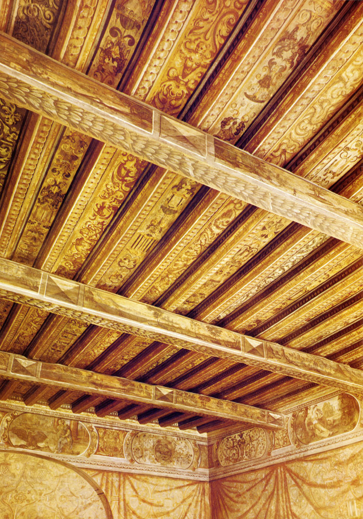 A painted Renaissance ceiling from the second half of the 16th century was discovered and restored in 1963 when the former Burgrave's Palace was rebuilt as the House of Czechoslovak Children. The room in which the ceiling is located was used for sessions of the Burgrave's Court.