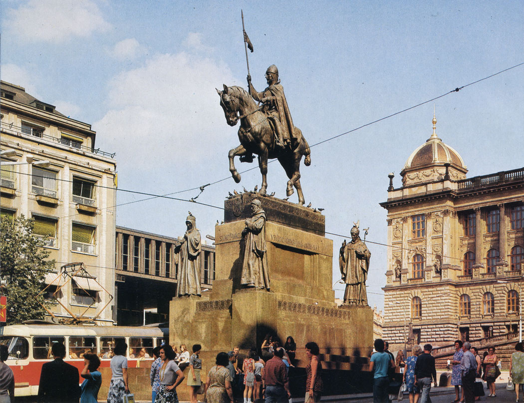 A Baroque statue of St. Wenceslas by J. J. Bendl used to stand at the lower end of Wenceslas Square, the former Horse-Market, from 1680 to 1879, when it was transferred to Vysehrad. The monumental statue of St. Wenceslas by J. V. Myslbek was set up in the upper part of the Square in 1912 - 1913.