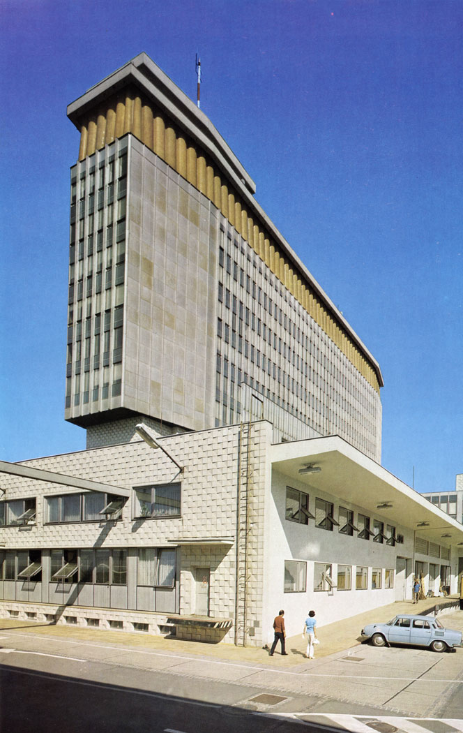 The building complex of Czechoslovak Television on Kavci Hory ('Jackdaw Hill') was begun in 1962 to a plan by Jindfich Holy.