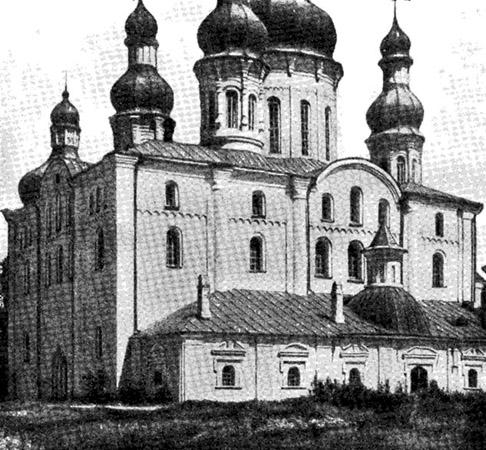 Чернигов. Успенский собор Елецкого монастыря, середина XII в. Вид с юго-запада