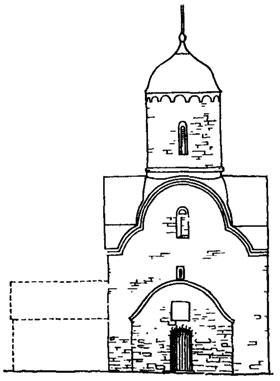 Новгород. Церковь Успения на Волотовом поле. 1352 г. Западный фасад