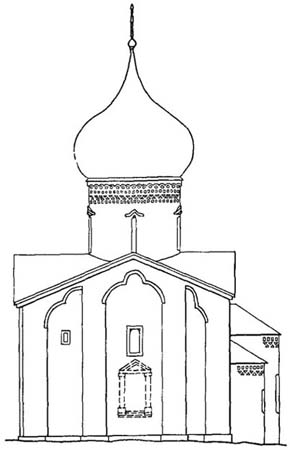 Псков. Церковь Михаила Архангела в Кобыльем городище. 1462 г. Восточный фасад