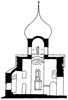 Псков. Церковь Михаила Архангела в Кобыльем городище. 1462 г. Поперечный разрез