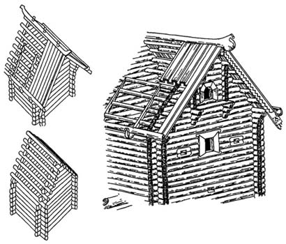 Детали и конструкции деревянных сооружений. Двускатные рубленные покрытия