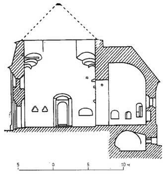 Муром.Церковь Косьмы и Дамиана, 1565 г. Продольный разрез